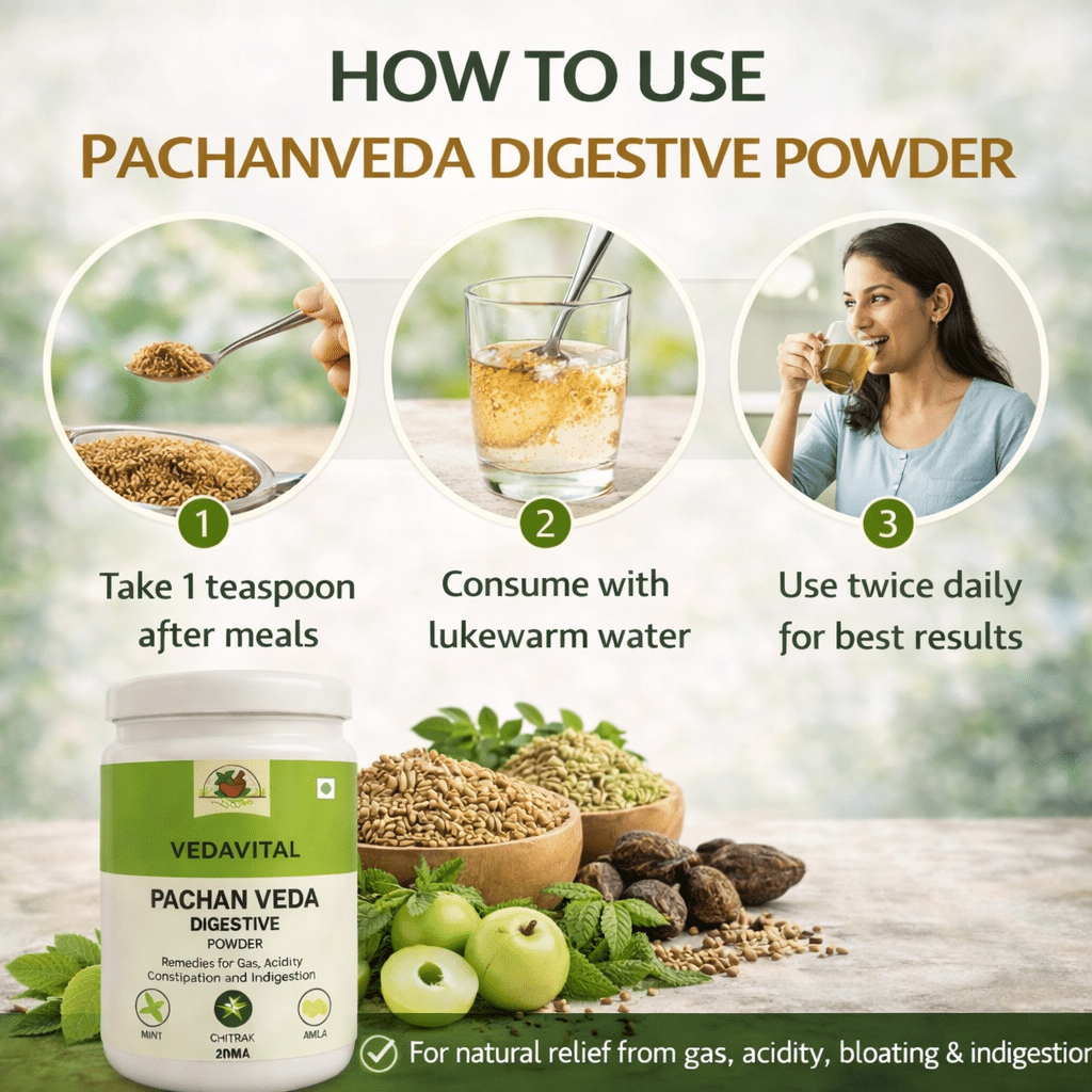 PACHANVEDA Ayurvedic Digestive Powder – Gas, Acidity & Bloating Relief - VEDAVITAL HERBALPACHANVEDA Ayurvedic Digestive Powder – Gas, Acidity & Bloating ReliefDigestive SupplementVEDAVITAL HERBALPACHANVEDA Ayurvedic Digestive Powder – Gas, Acidity & Bloating Relief